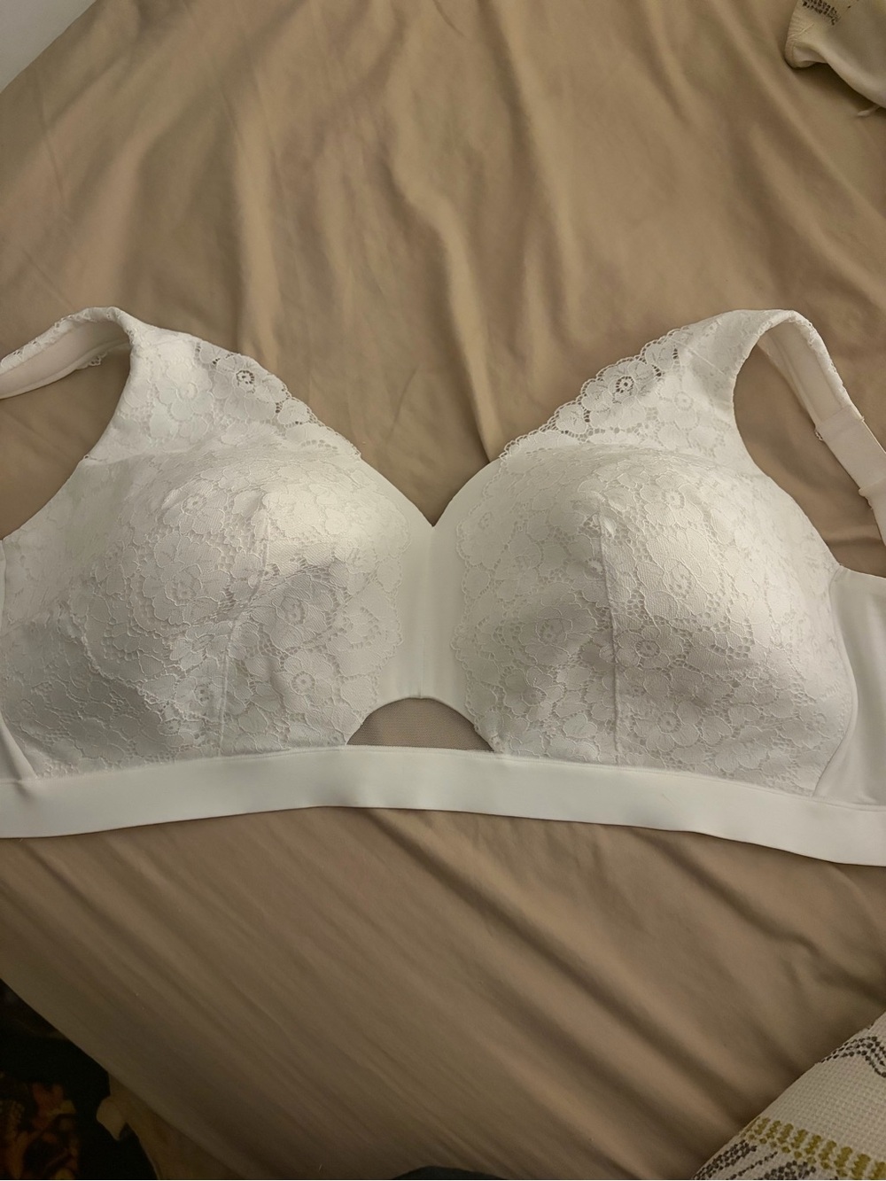 Cacique White Lace-Overlay Everyday Bra